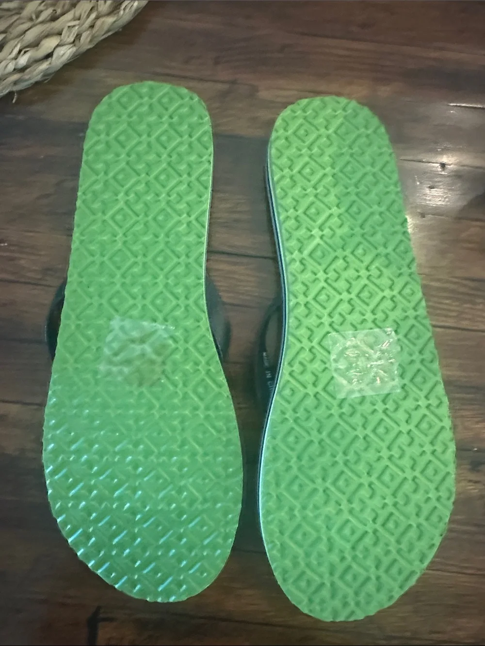 Tory Burch Light Blue Footbed  Logo Thong Sandals